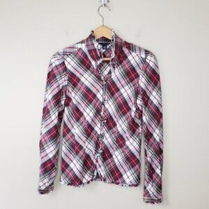 Tommy Hilfiger | Plaid Ruffle Accent Shirt Size Small